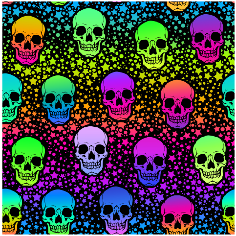 Neon Skulls 12 x 12 Full Color Permanent Vinyl Sheet